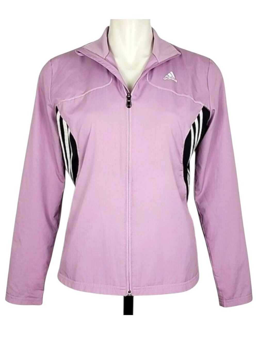 Adidas Women's Lightweight Windbreaker Jacket Pink Black White Small